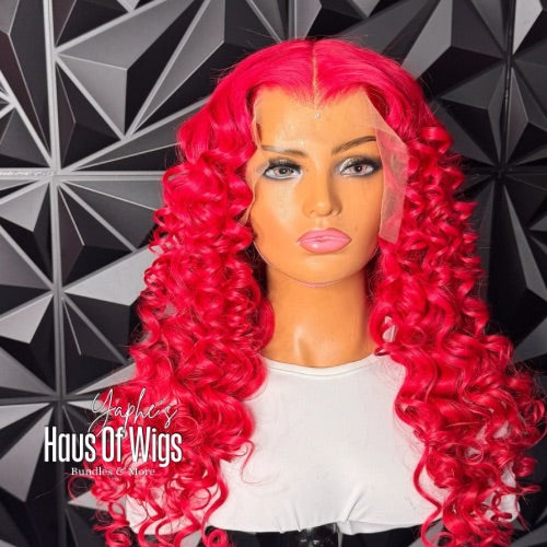 30” Bodywave Lacefrontal Custom Color Red Wig