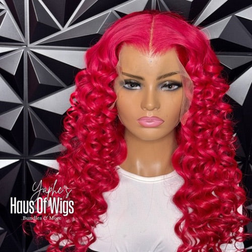 30” Bodywave Lacefrontal Custom Color Red Wig