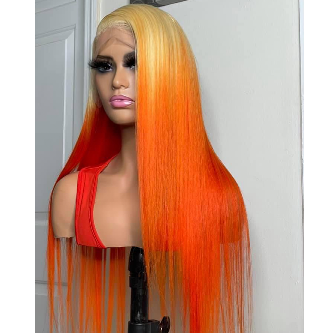 Brazilian Lace Frontal Wig (Straight, 613 Blond, Custom Orange)