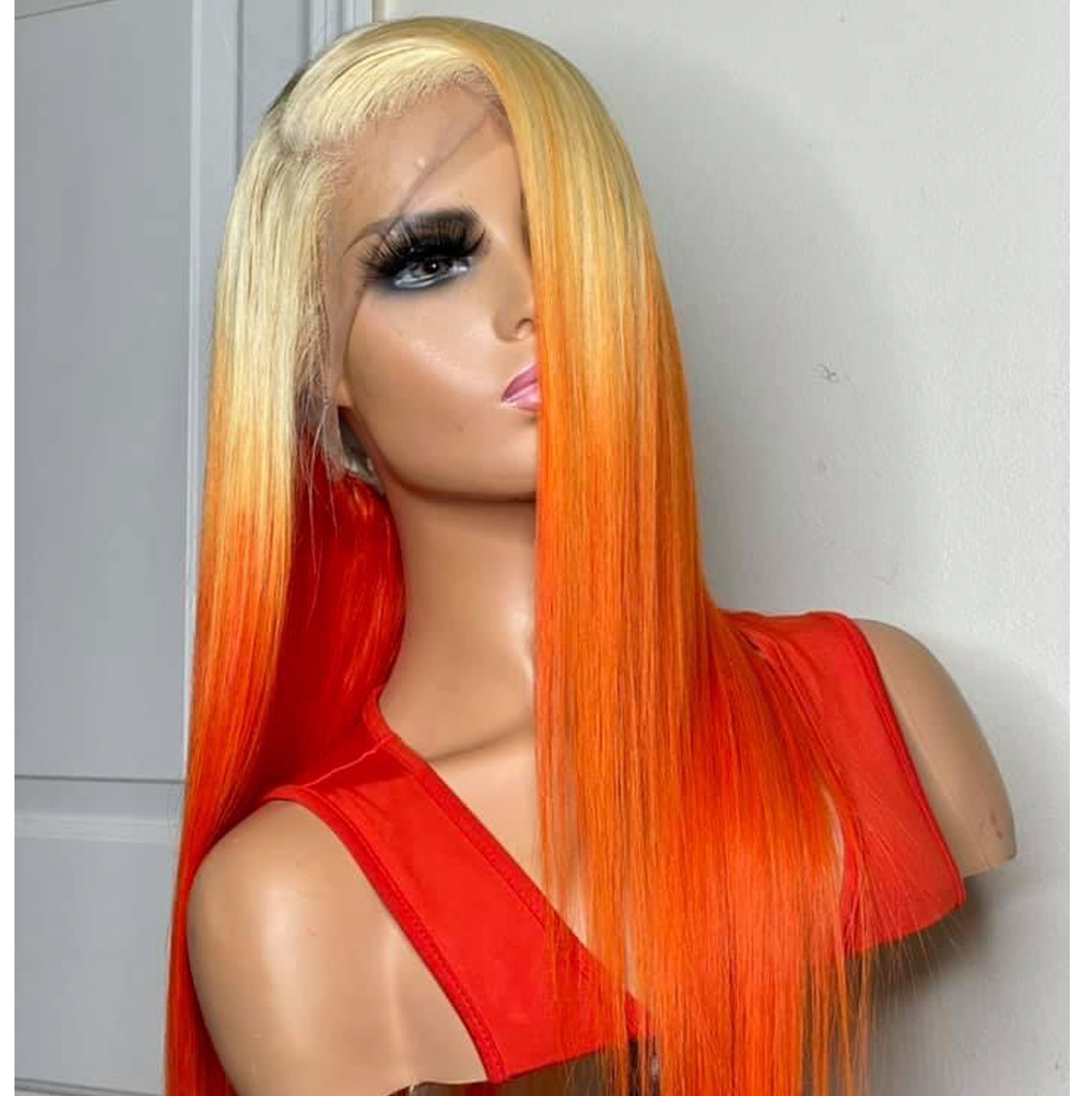 Brazilian Lace Frontal Wig (Straight, 613 Blond, Custom Orange)